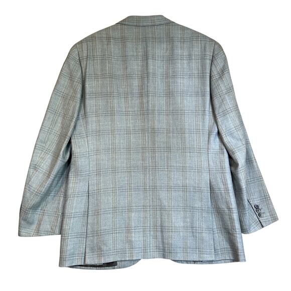 Brioni Sport Coat Nomentano Wool Silk Blue Tan Check EU 50R US 40R Blazer Jacket - Picture 2 of 16